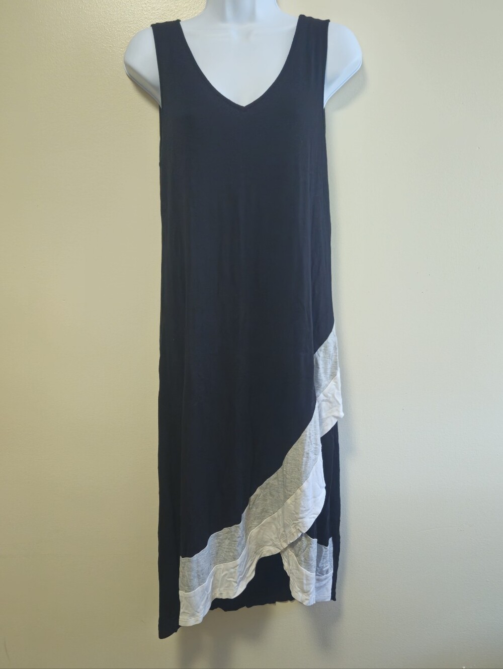 Design History Sleeveless Color Block BnW Maxi Sundress Summer Tulip Hem Medium